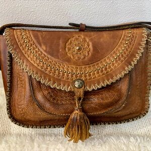 Patricia Nash Brown Vintage Crossbody Tooled Leather